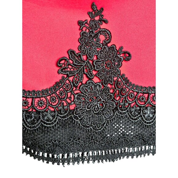 Red/Black Lace Hem Box Pleat - Dina Be - Picture 3 of 7